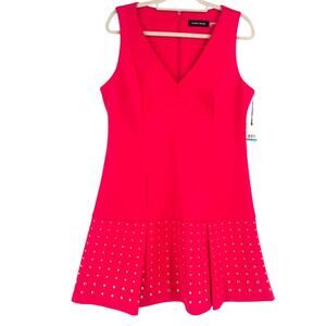 Ivanka Trump Dress Sz 16 Hot Pink Studded Box Pleats Officewear Elegant Modern